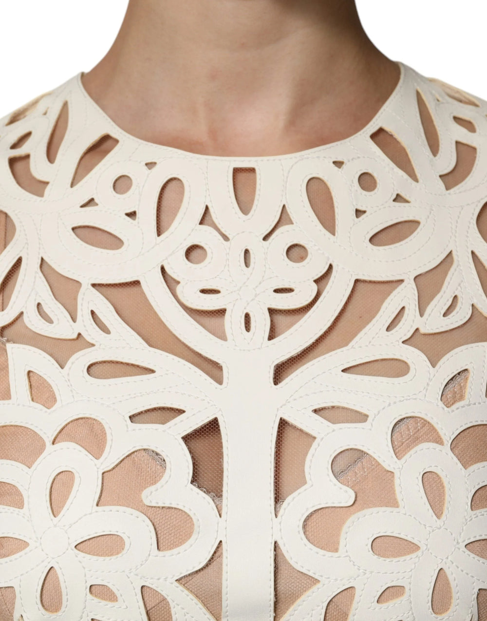 Dolce & Gabbana White Cut Out Leather Sleeveless Midi Dress - IT40|S - Dresses