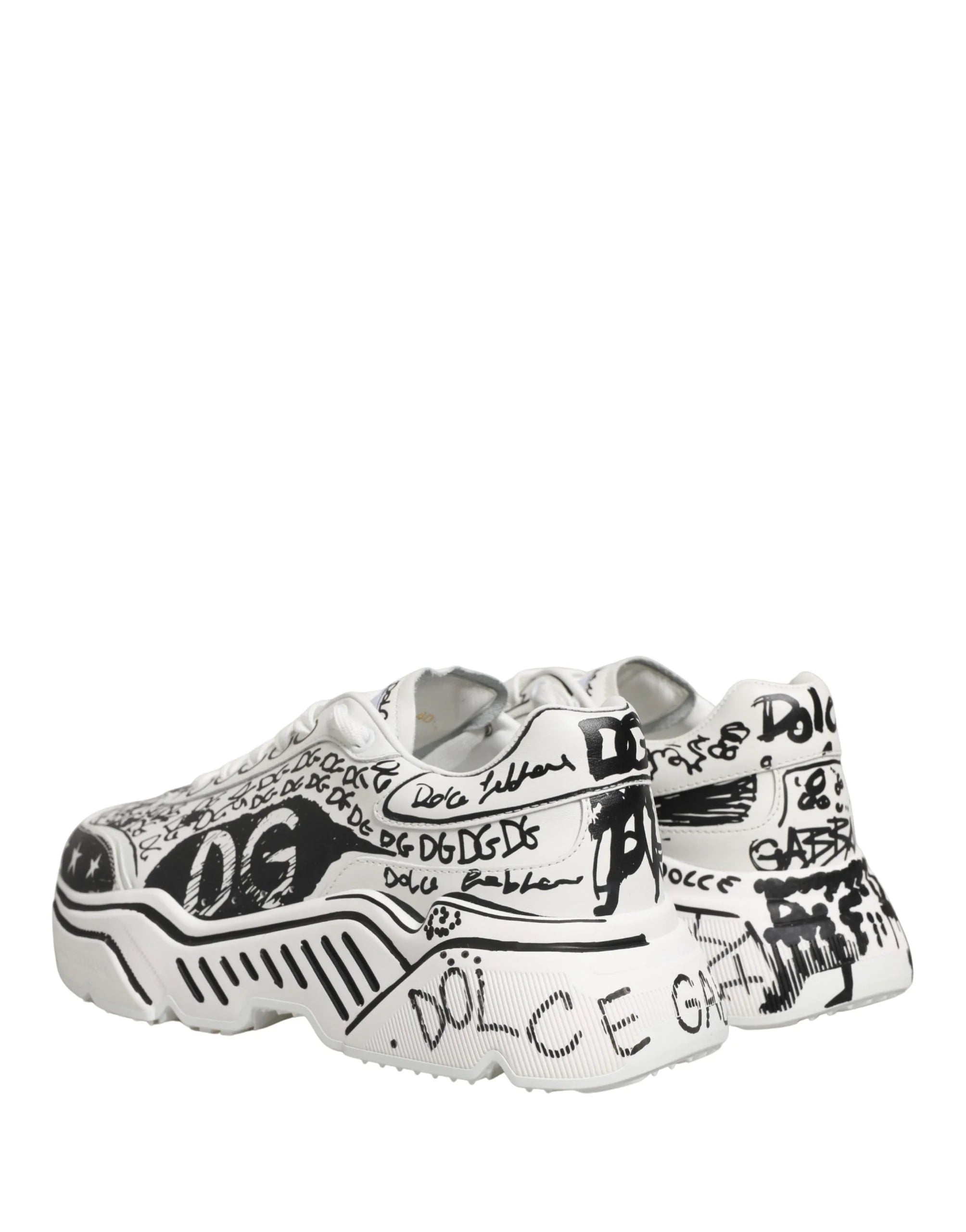 Dolce & Gabbana White Daymaster Graffiti Low Top Sneakers Shoes - EU40/US9.5