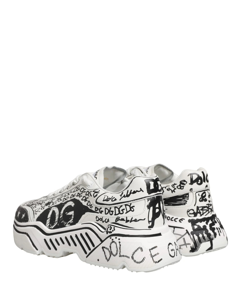 Dolce & Gabbana White Daymaster Graffiti Low Top Sneakers Shoes - EU40/US9.5