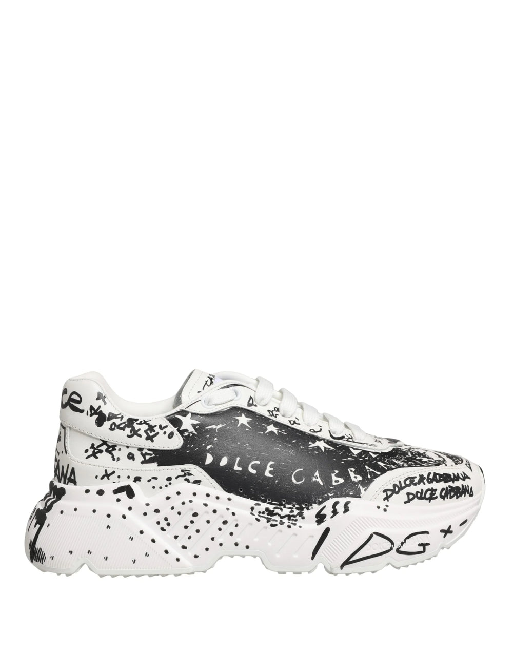 Dolce & Gabbana White Daymaster Graffiti Low Top Sneakers Shoes - EU40/US9.5