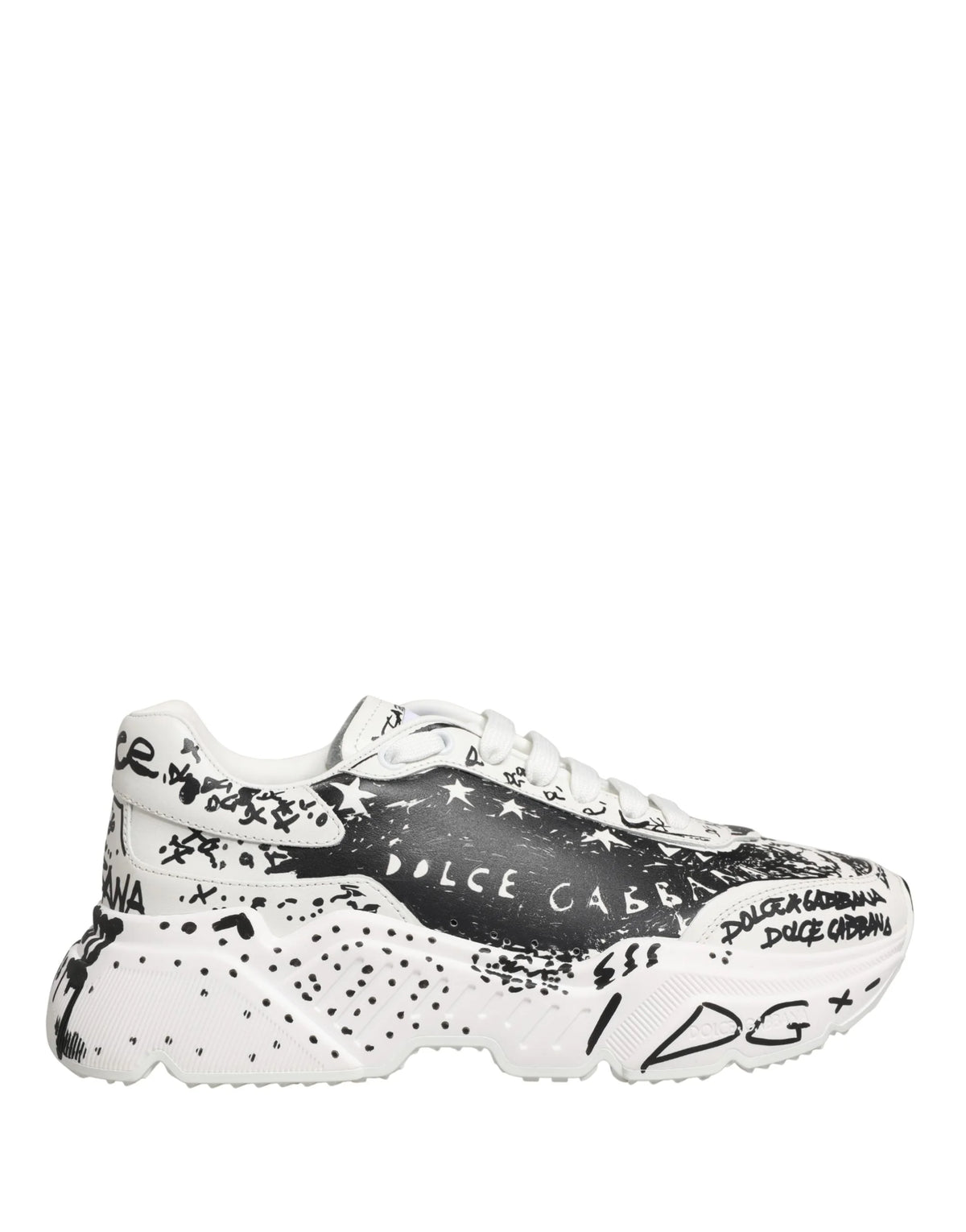 Dolce & Gabbana White Daymaster Graffiti Low Top Sneakers Shoes - EU40/US9.5