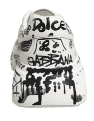 Dolce & Gabbana White Daymaster Graffiti Low Top Sneakers Shoes - EU40/US9.5