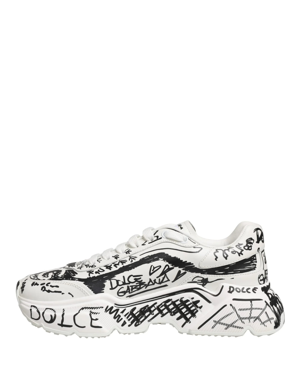 Dolce & Gabbana White Daymaster Graffiti Low Top Sneakers Shoes - EU40/US9.5