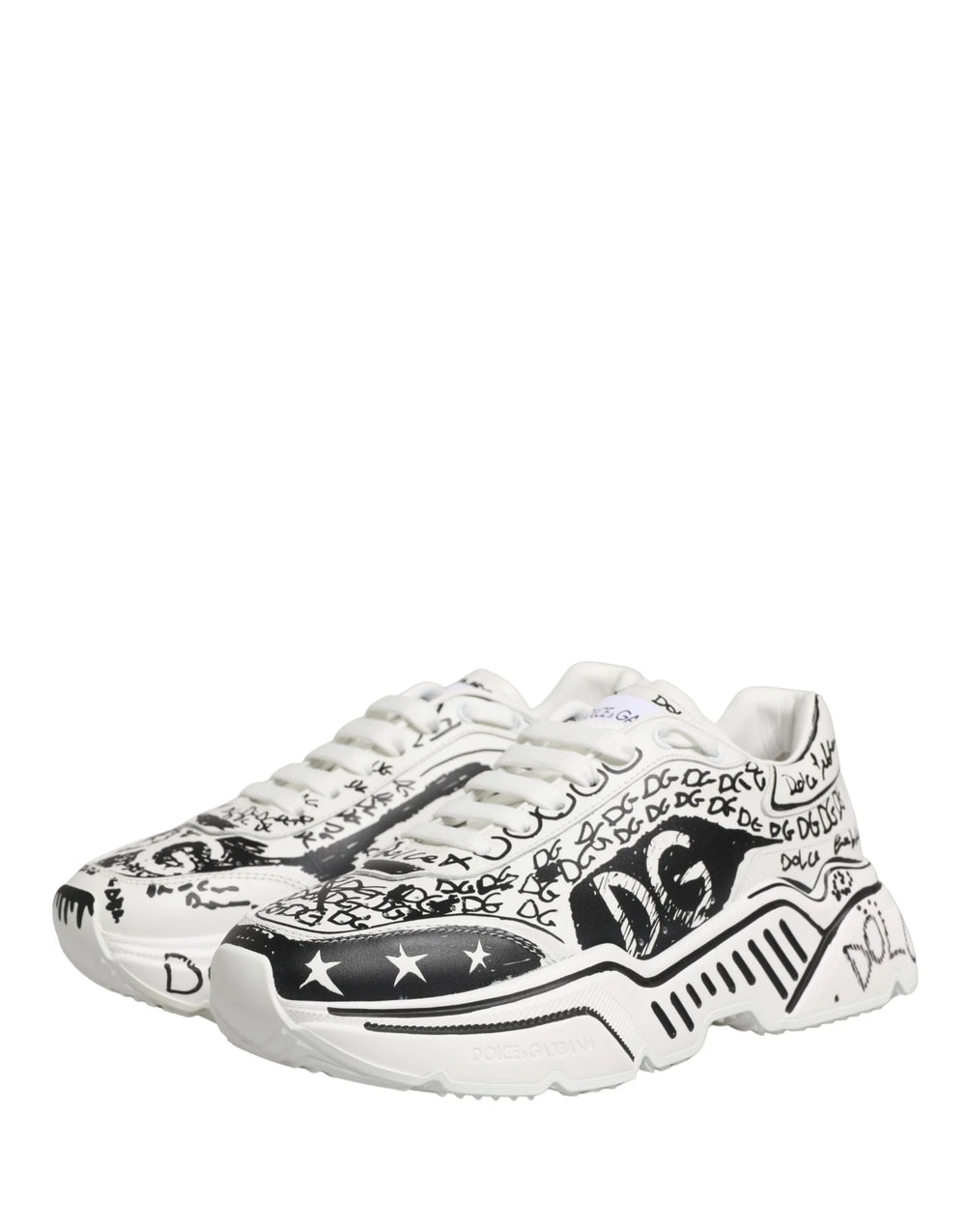 Dolce & Gabbana White Daymaster Graffiti Low Top Sneakers Shoes - EU40/US9.5