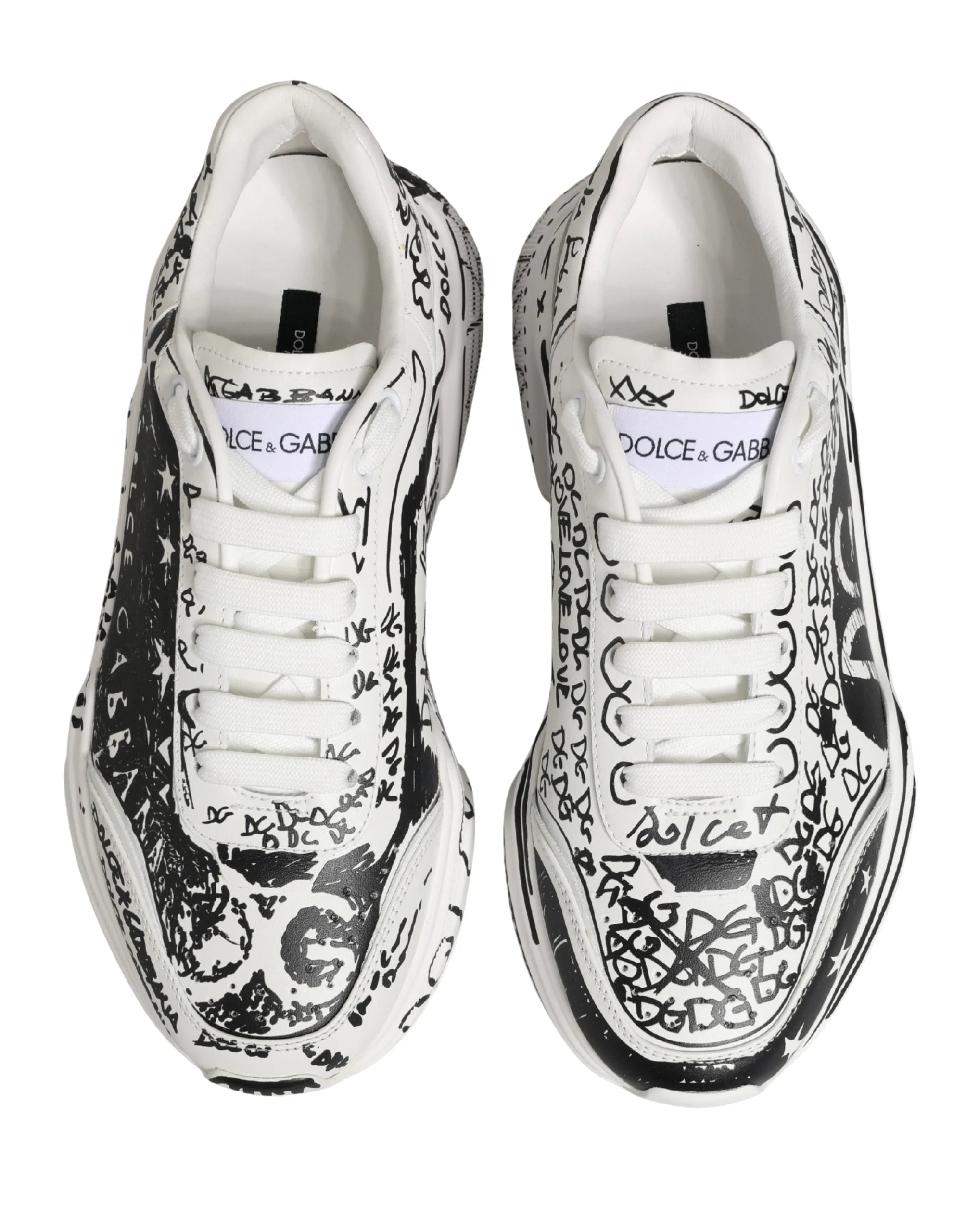 Dolce & Gabbana White Daymaster Graffiti Low Top Sneakers Shoes - EU40/US9.5