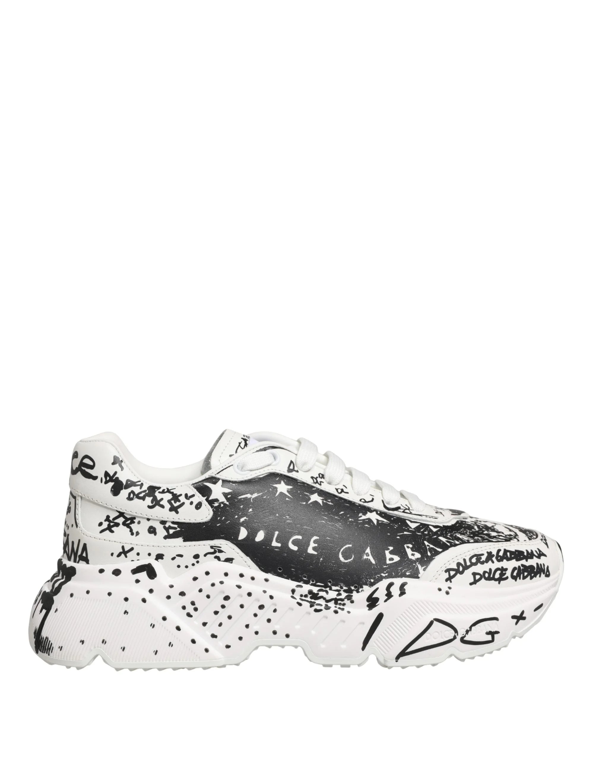 Dolce & Gabbana White Daymaster Graffiti Low Top Sneakers Shoes - EU40/US9.5