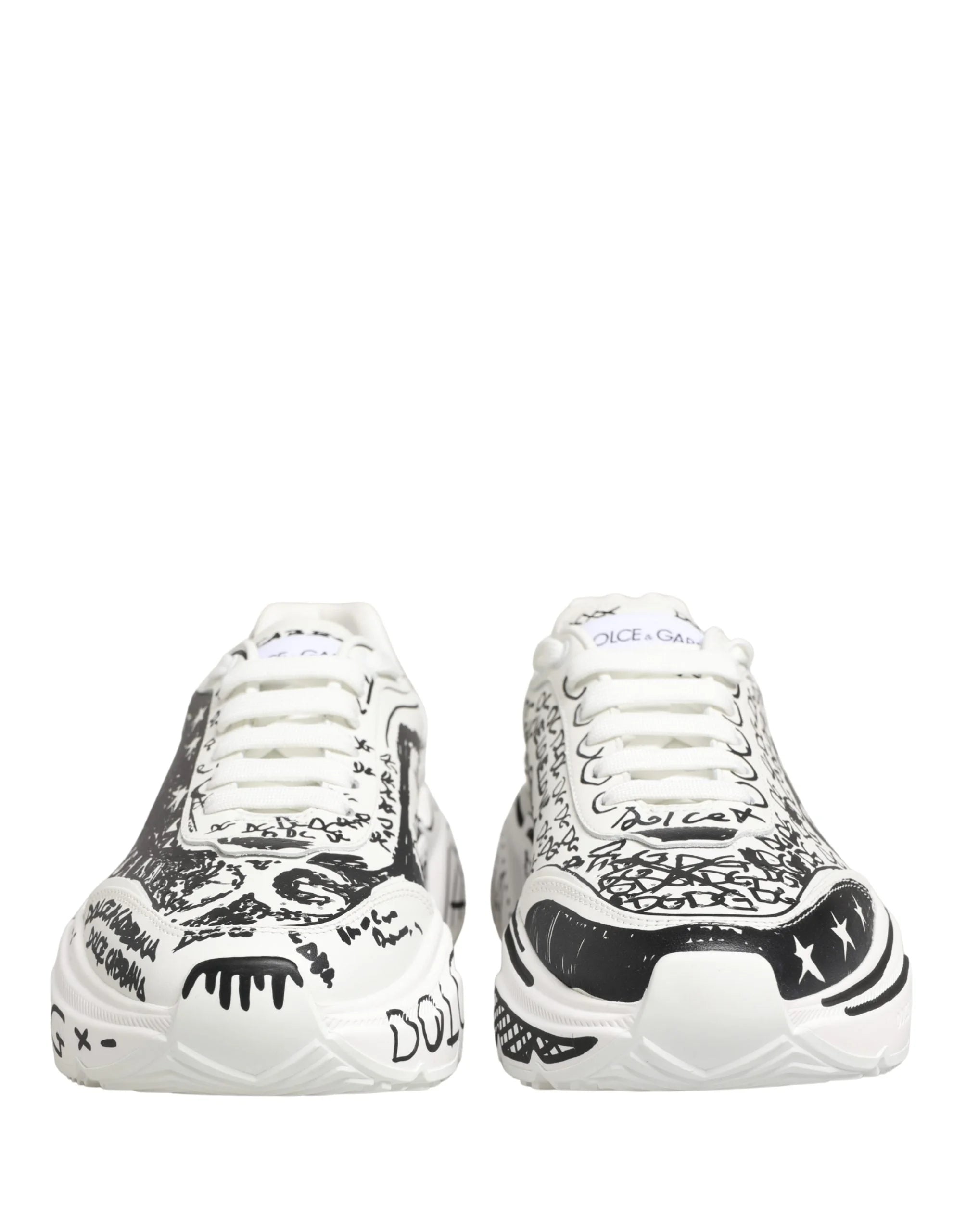 Dolce & Gabbana White Daymaster Graffiti Low Top Sneakers Shoes - EU40/US9.5