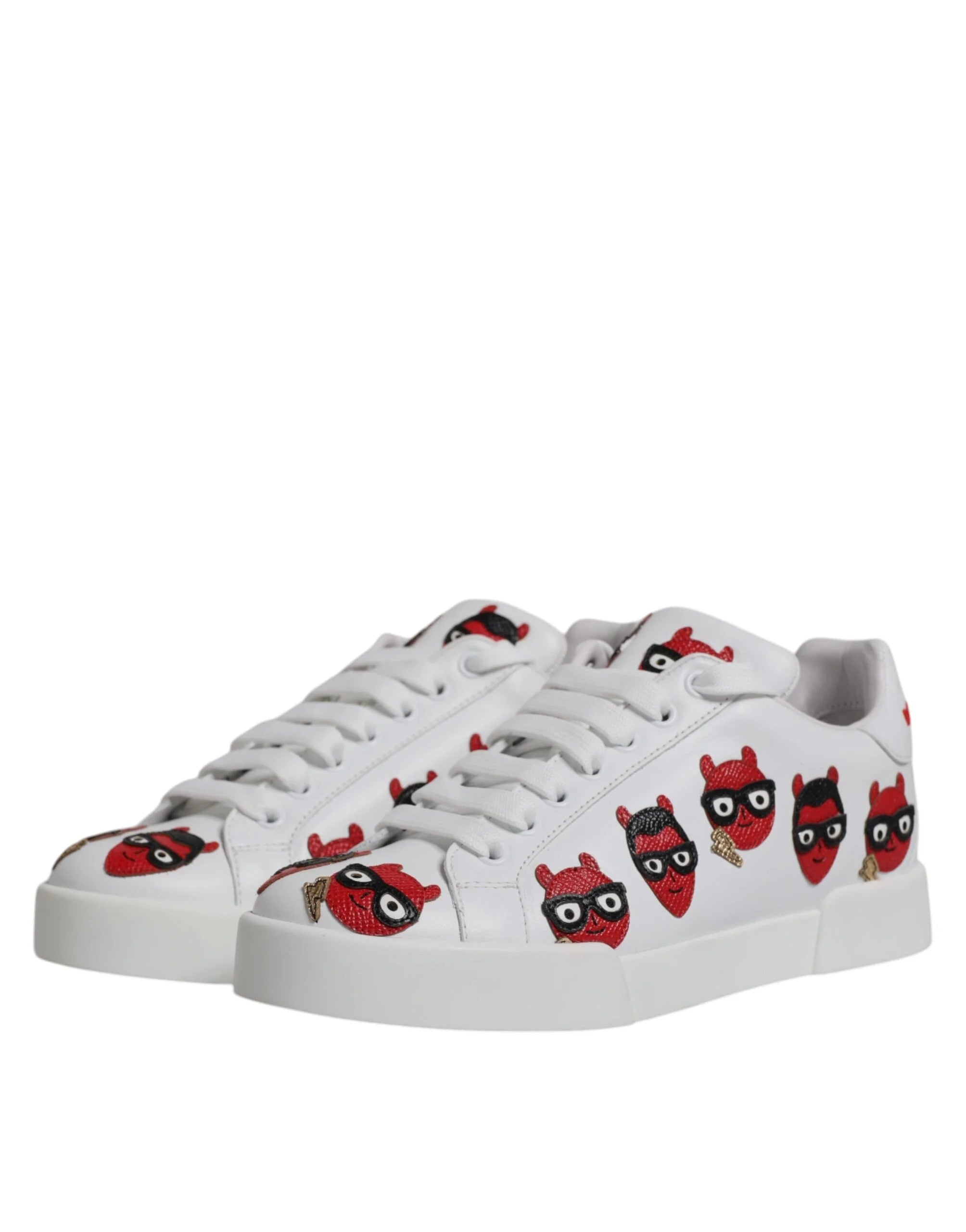 Dolce & Gabbana White Devil Face Portofino Sneakers Shoes - EU36/US6 - Sneakers