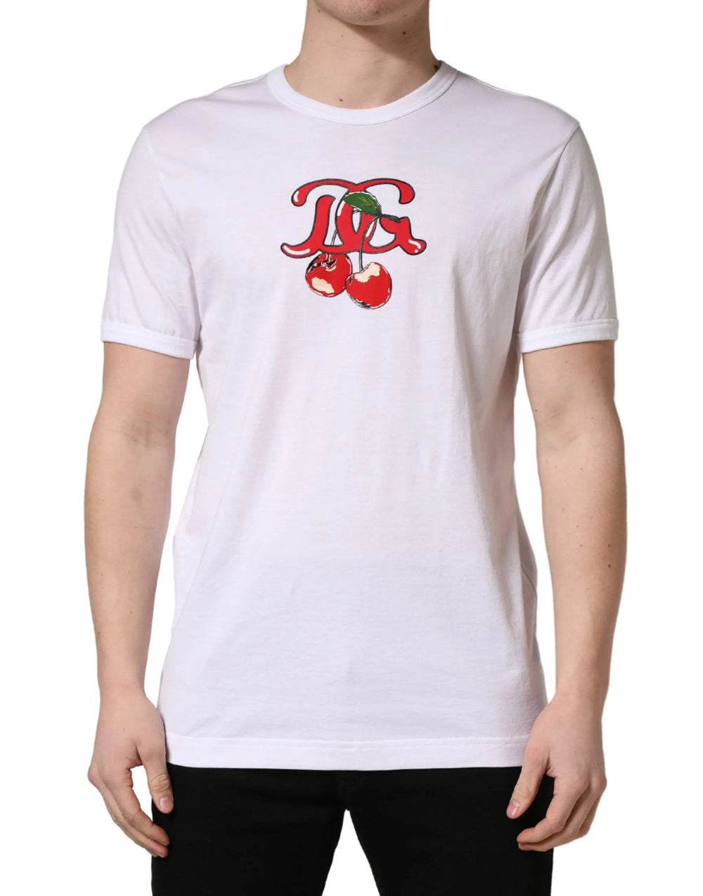 Dolce & Gabbana White DG Cherries Cotton Crew Neck T-shirt - IT50 | L