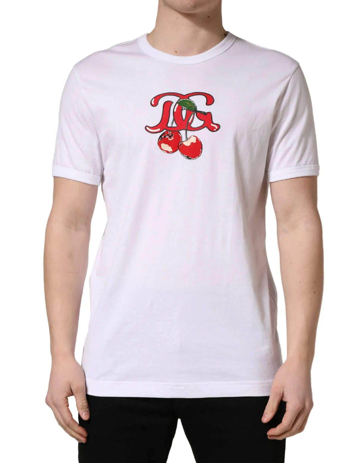 Dolce & Gabbana White DG Cherries Cotton Crew Neck T-shirt - IT50 | L