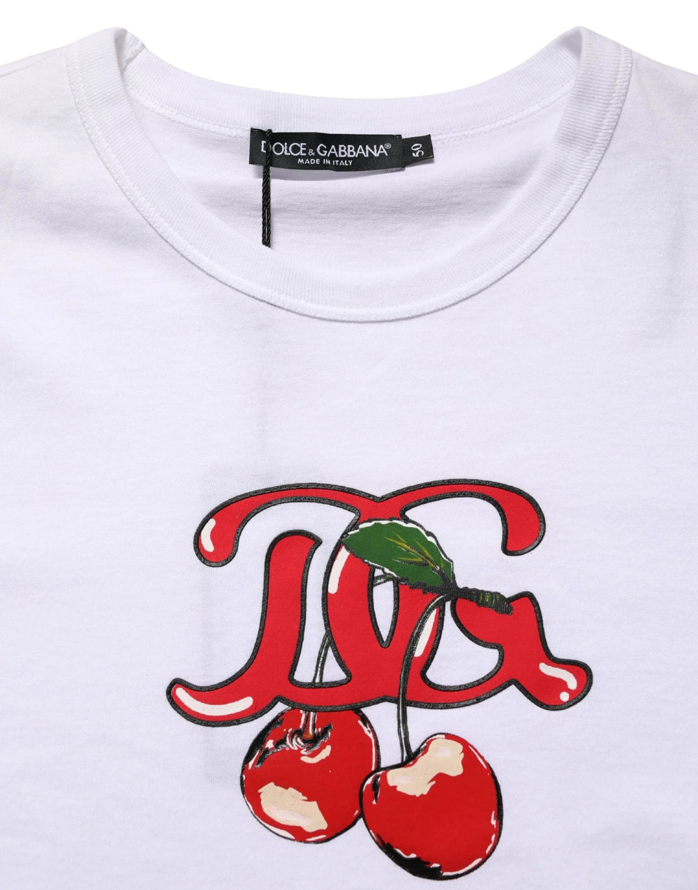 Dolce & Gabbana White DG Cherries Cotton Crew Neck T-shirt - IT50 | L