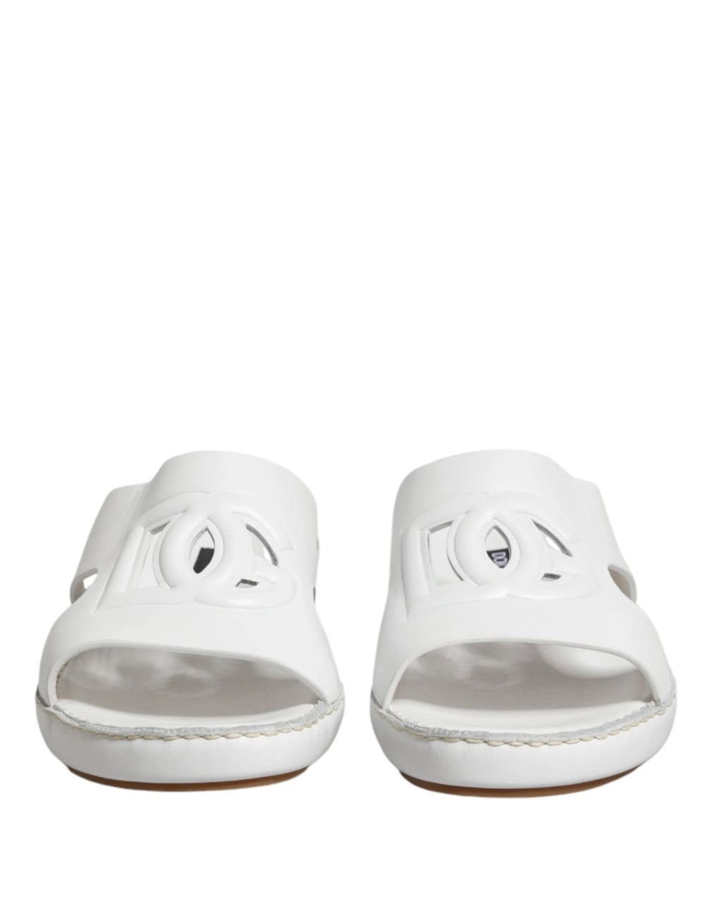 Dolce & Gabbana White DG Cutout Slides Slippers Flats Shoes - EU44/US11