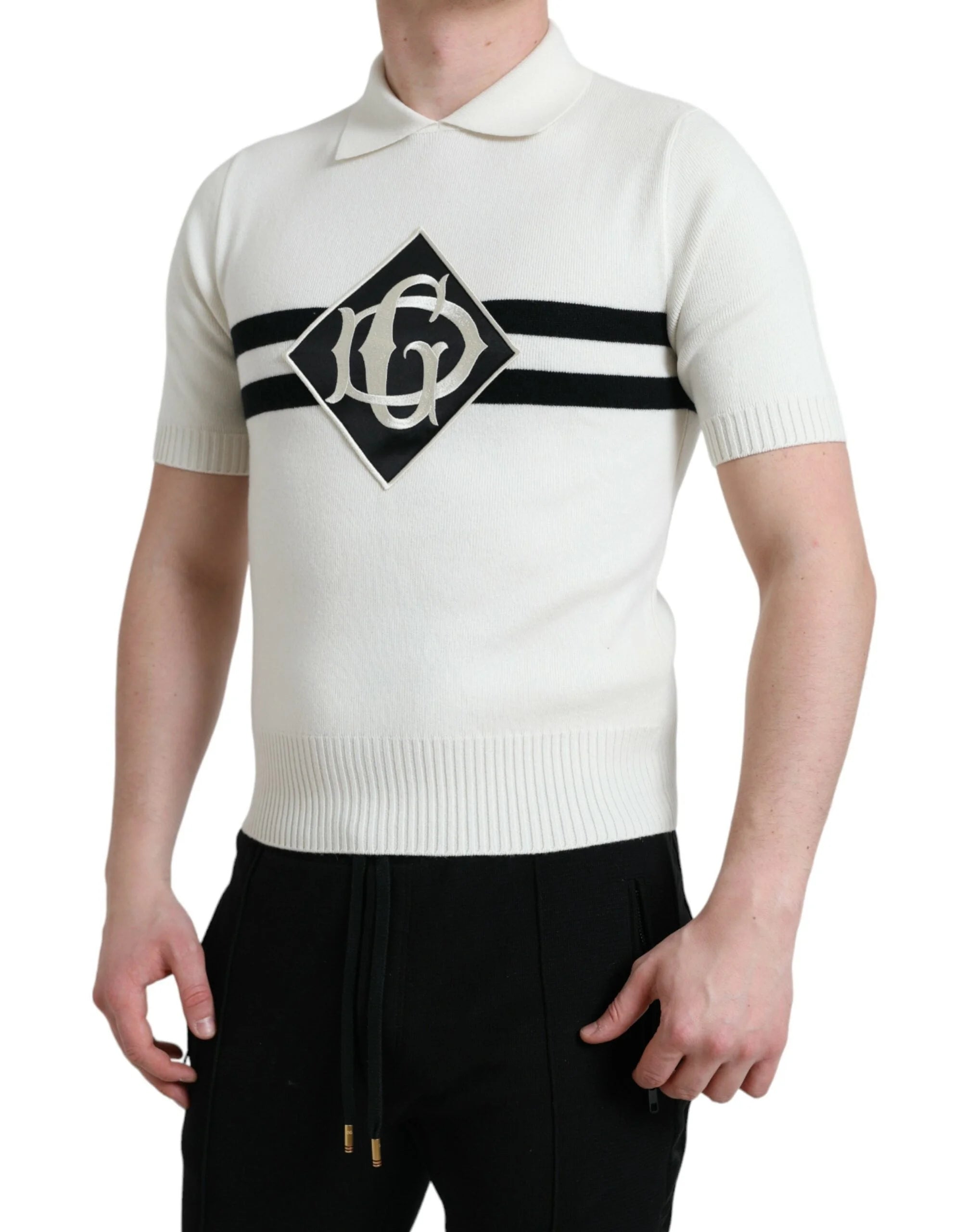 Dolce & Gabbana White DG Logo Collared Henley Shirt T-shirt - IT42 | XS - Shirts