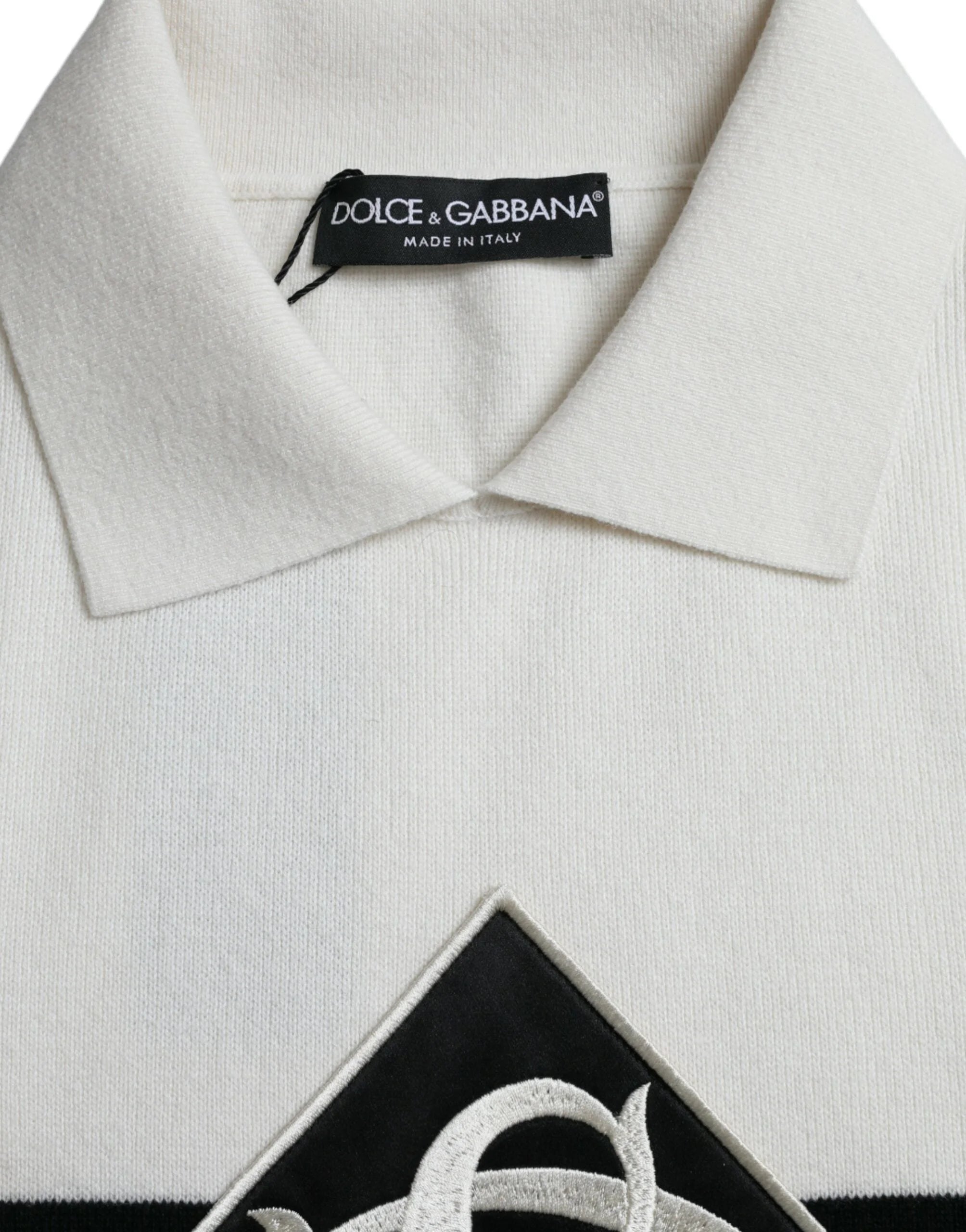 Dolce & Gabbana White DG Logo Collared Henley Shirt T-shirt - IT42 | XS - Shirts