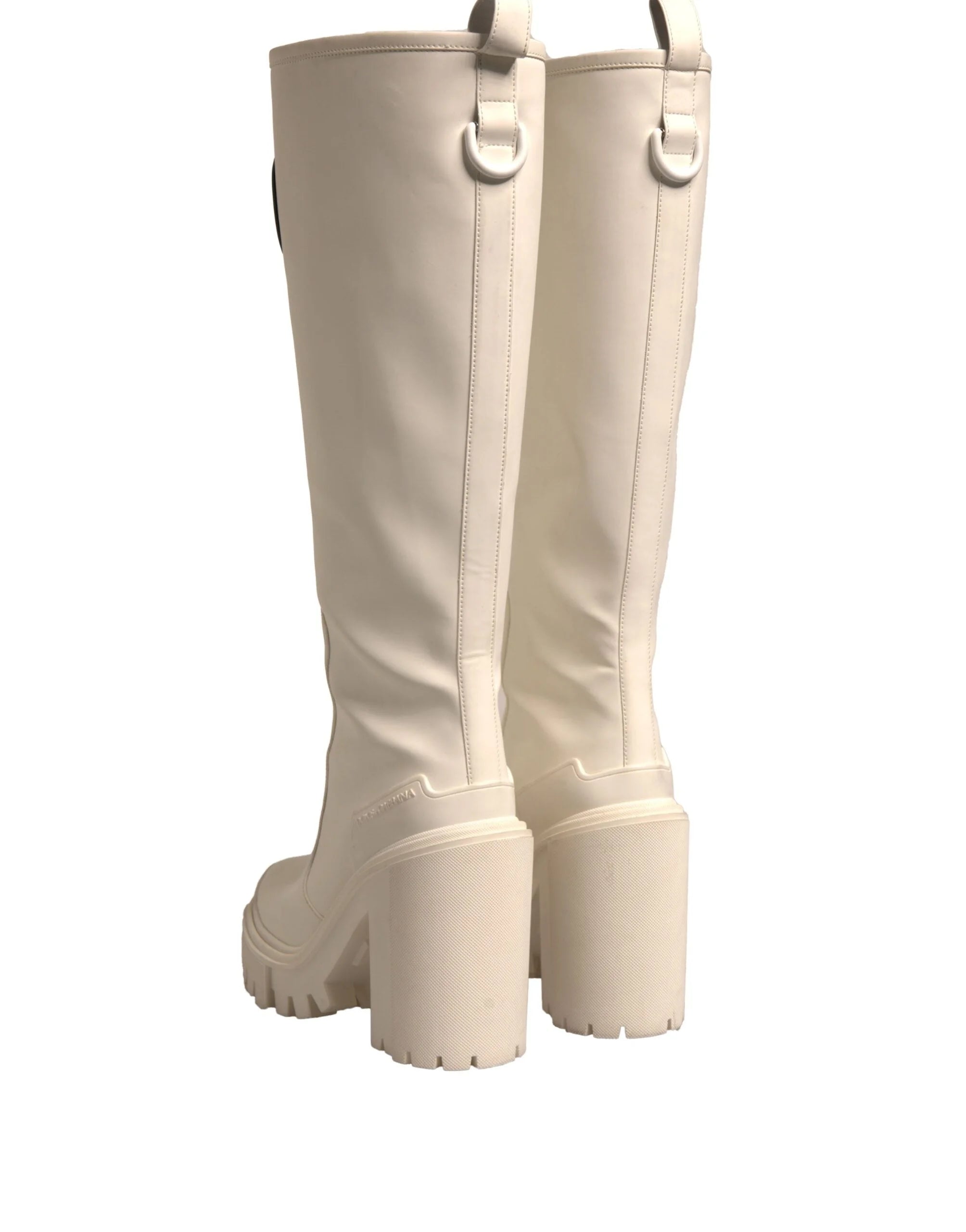 Dolce & Gabbana White DG Logo Hi Trekking Plateau Biker Boots Shoes - EU37/US7 - Boots