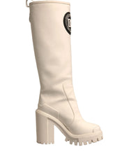 Dolce & Gabbana White DG Logo Hi Trekking Plateau Biker Boots Shoes - EU37/US7 - Boots