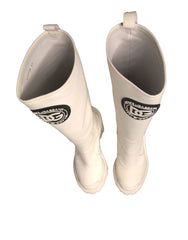 Dolce & Gabbana White DG Logo Hi Trekking Plateau Biker Boots Shoes - EU37/US7 - Boots