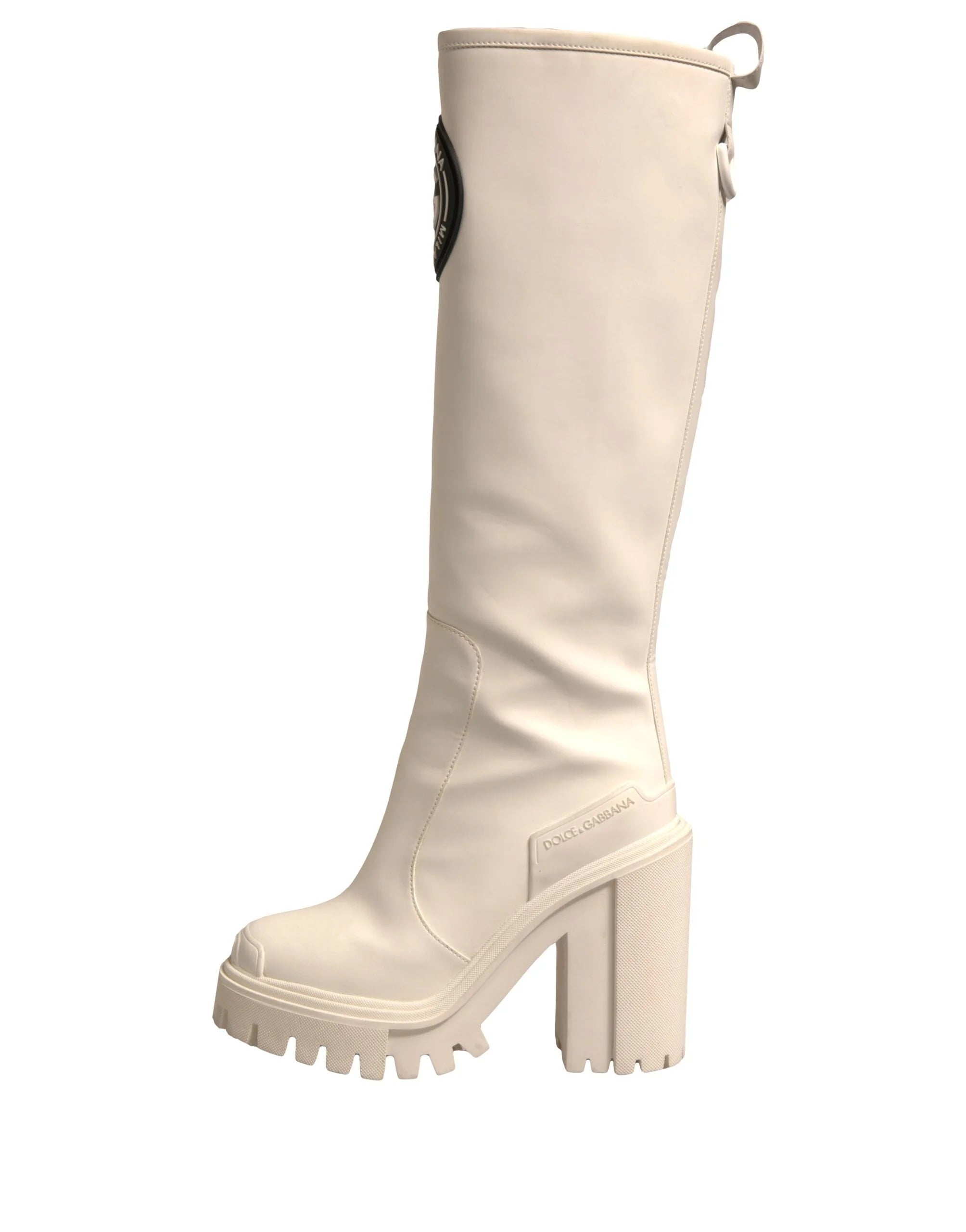 Dolce & Gabbana White DG Logo Hi Trekking Plateau Biker Boots Shoes - EU37/US7 - Boots