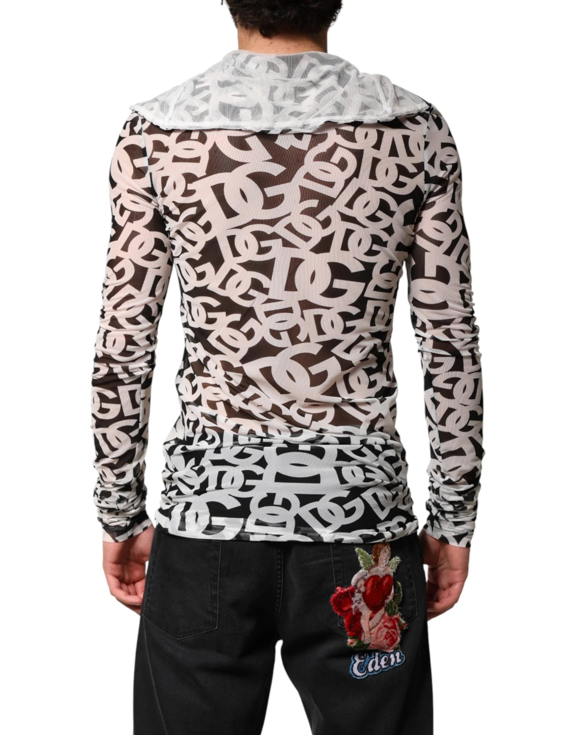 Dolce & Gabbana White DG Logo Long Sleeves Turtleneck Top - IT48 | M - Sweaters