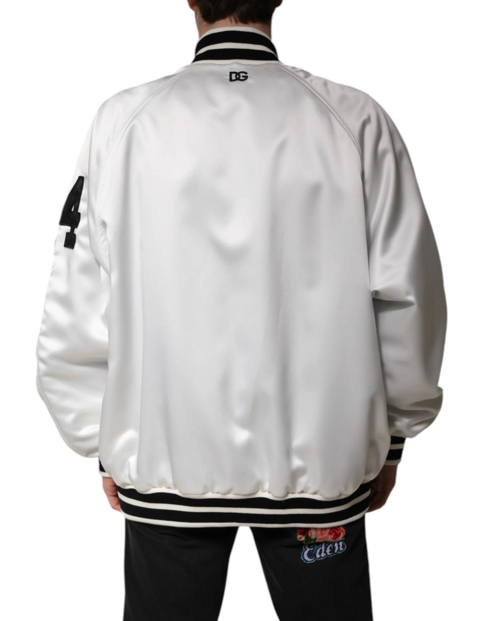 Dolce & Gabbana White DG Logo Polyester Jersey Bomber Jacket - IT50 | L - Bomber Jackets