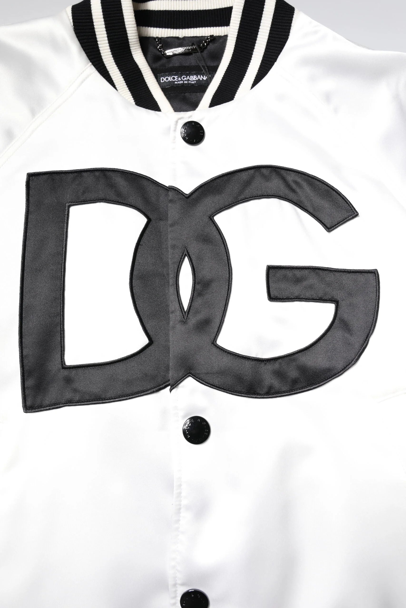 Dolce & Gabbana White DG Logo Polyester Jersey Bomber Jacket - IT50 | L - Bomber Jackets