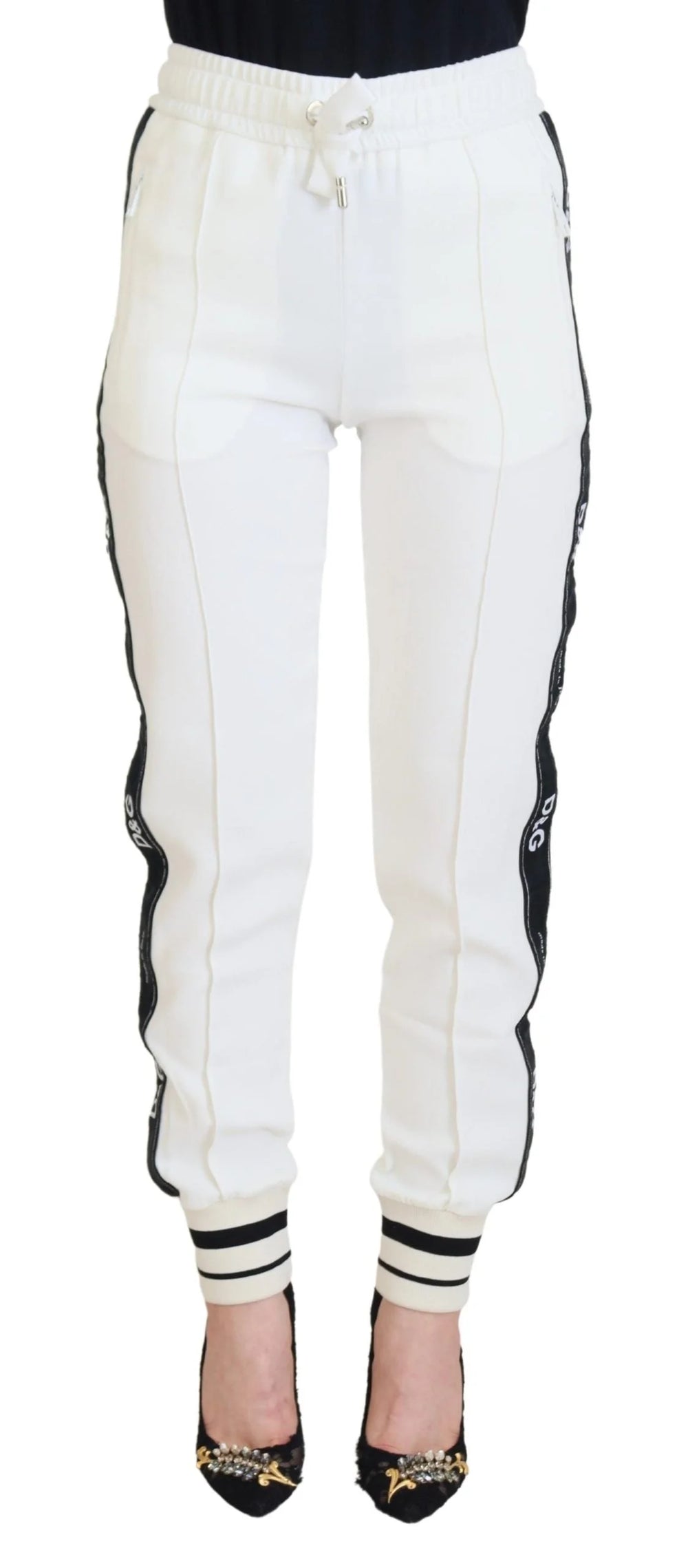 Dolce & Gabbana White DG Logo Sweatpants Pants - IT36|XXS - Joggers