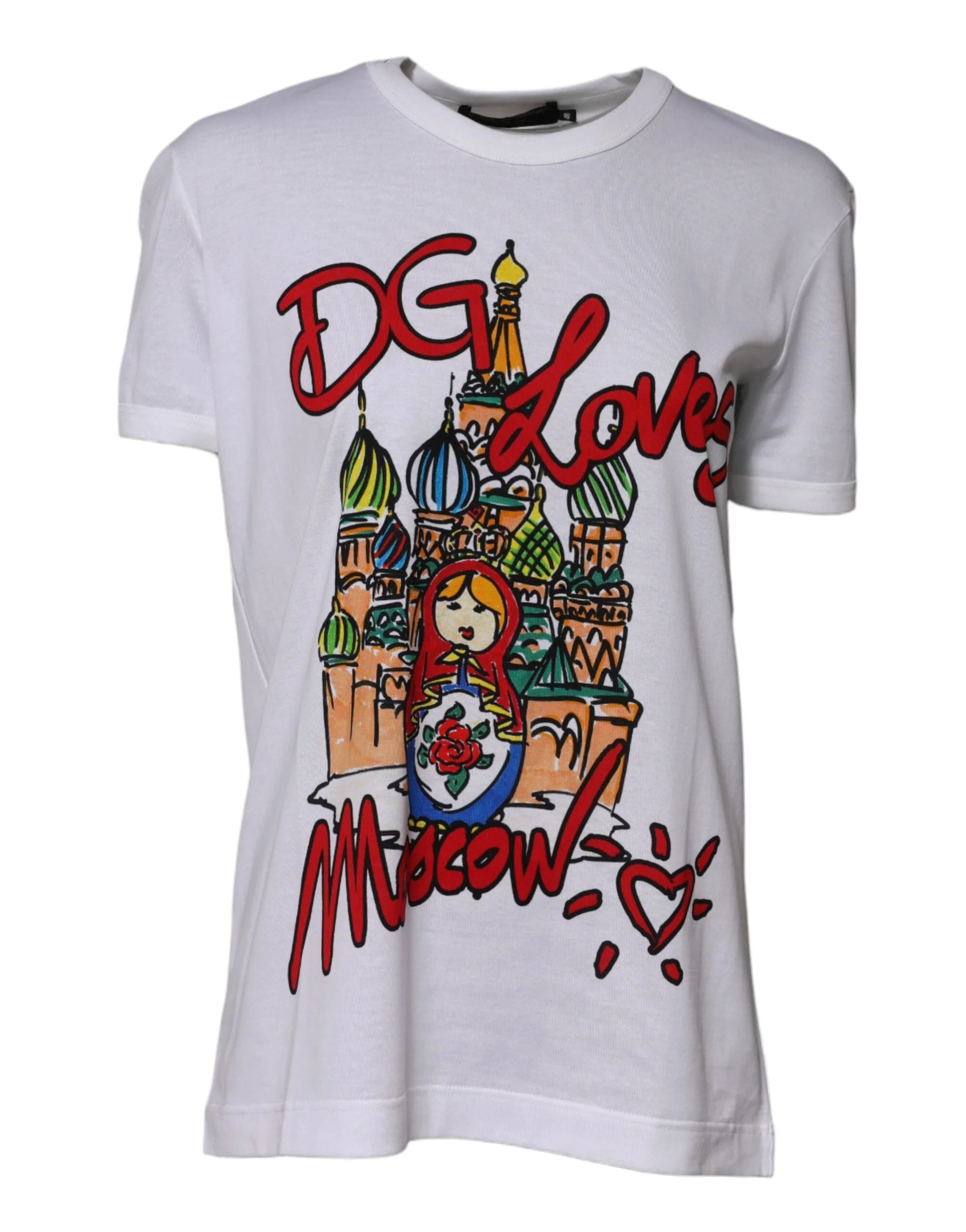 Dolce & Gabbana White DG Loves Moscow Cotton Crew Neck T-shirt - IT42|M - T-Shirts