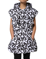 Dolce & Gabbana White DG Mania Hooded Sleeveless Puffer Jacket - IT42|M - Puffer Jackets