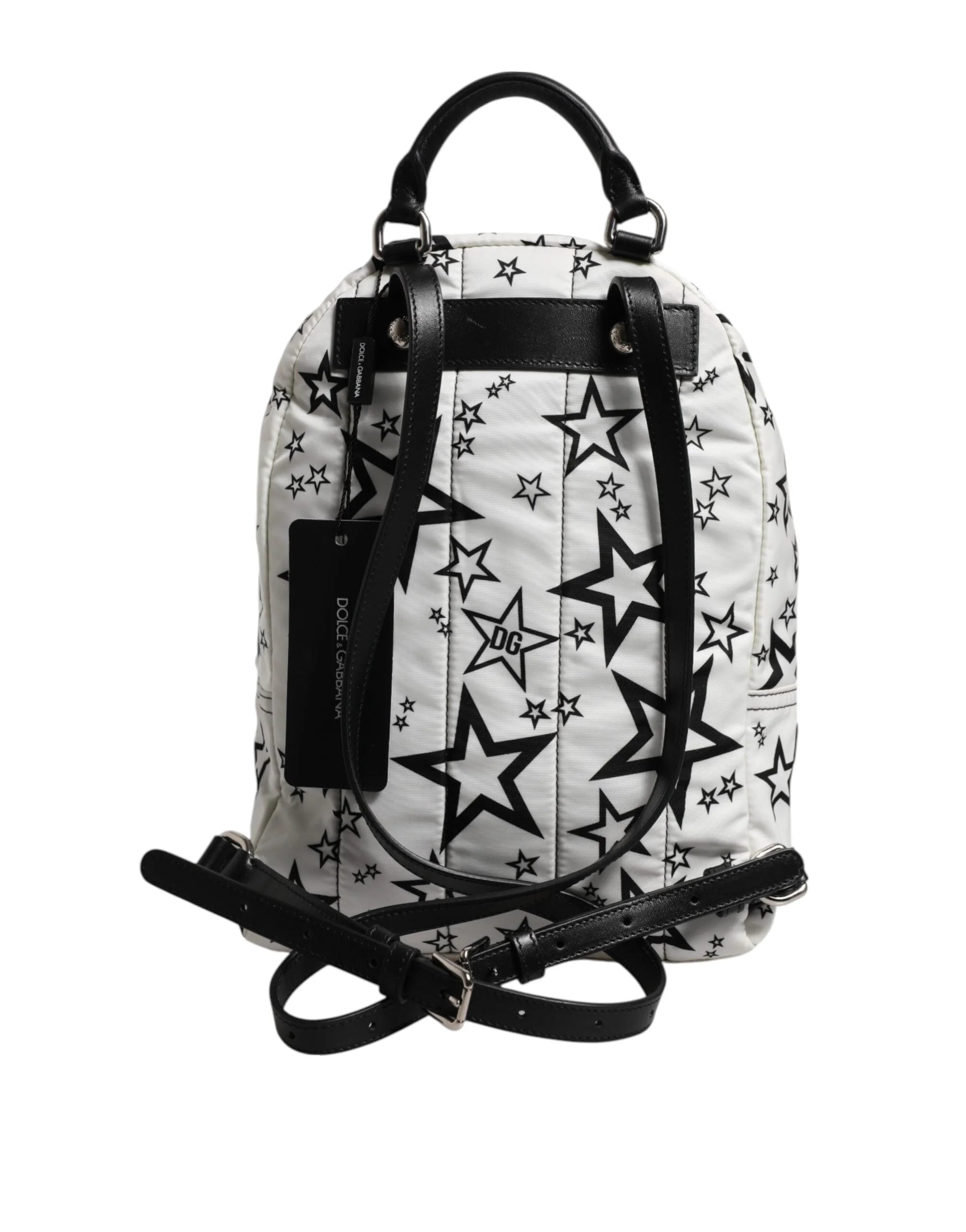 Dolce & Gabbana White DG Stars Print Nylon Travel Backpack Bag - Backpacks