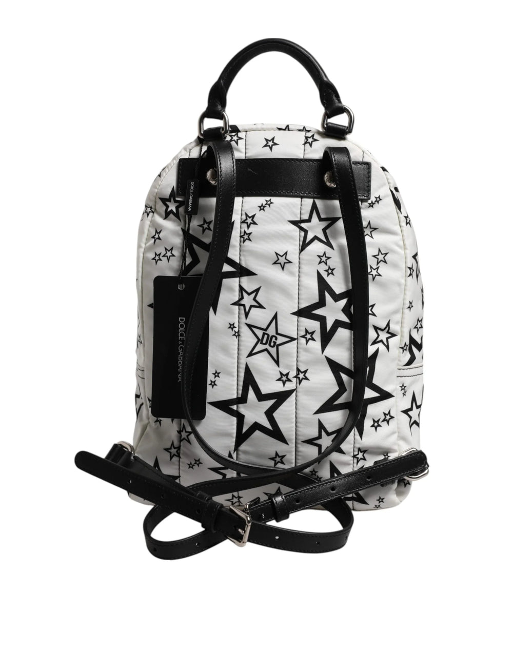 Dolce & Gabbana White DG Stars Print Nylon Travel Backpack Bag - Backpacks