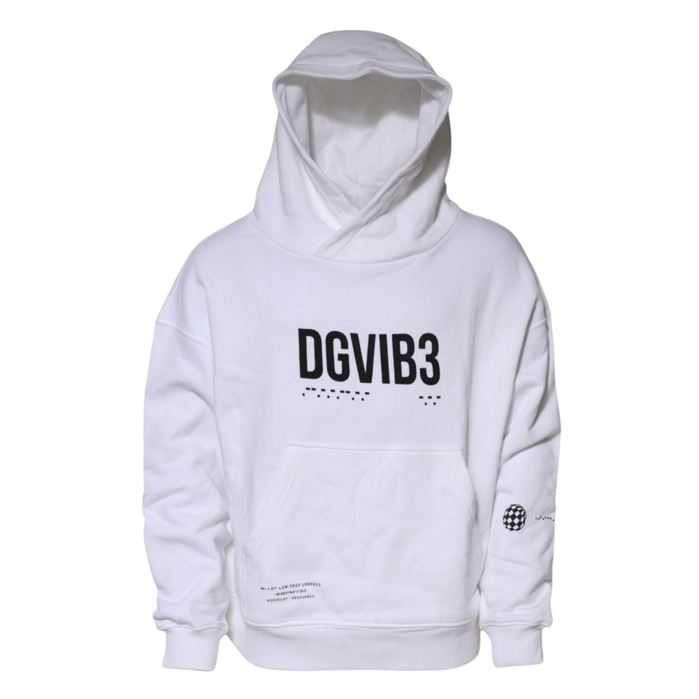 Dolce & Gabbana White DG Vib3 Hooded Men Sweatshirt Sweater - IT48 | M - Hoodies