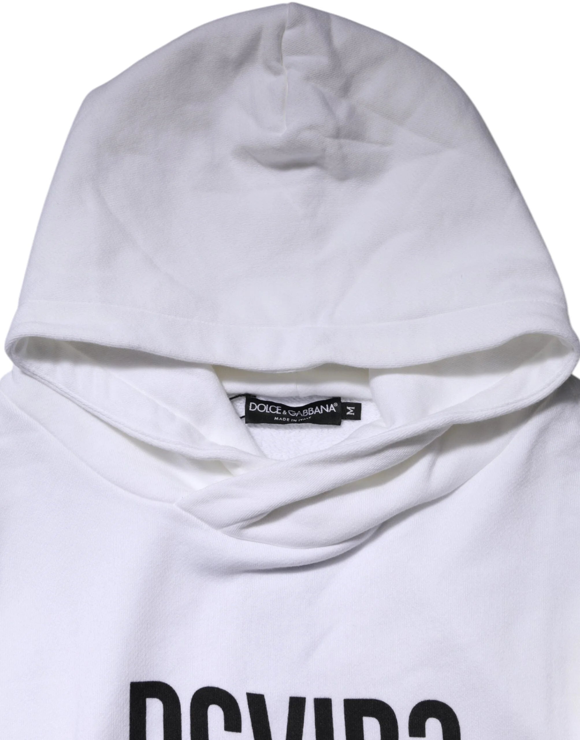 Dolce & Gabbana White DG Vib3 Hooded Men Sweatshirt Sweater - IT48 | M - Hoodies