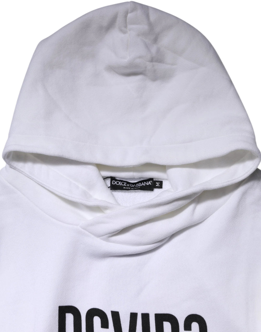 Dolce & Gabbana White DG Vib3 Hooded Men Sweatshirt Sweater - IT48 | M - Hoodies