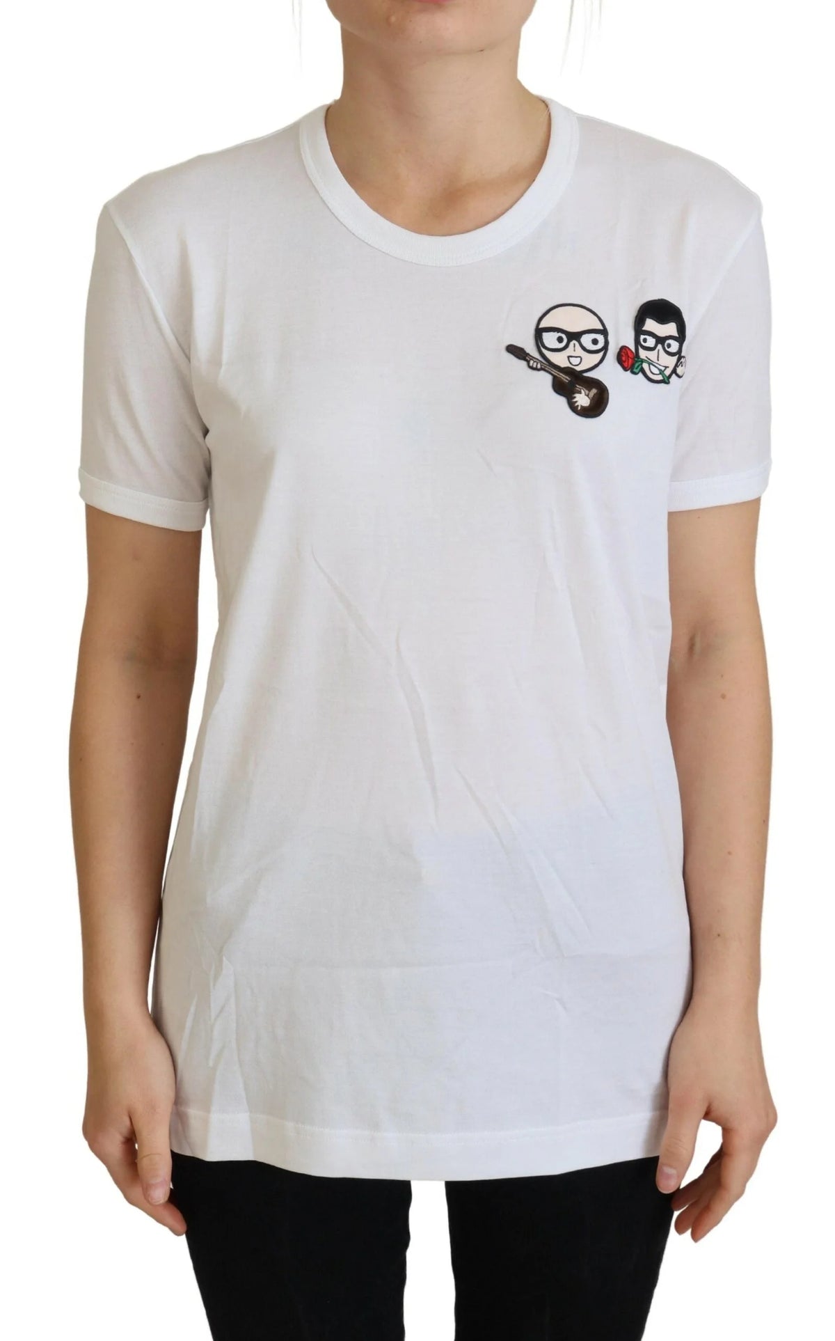 Dolce & Gabbana White #dgfamily Crewneck Cotton T-shirt - IT38|XS - T-Shirts