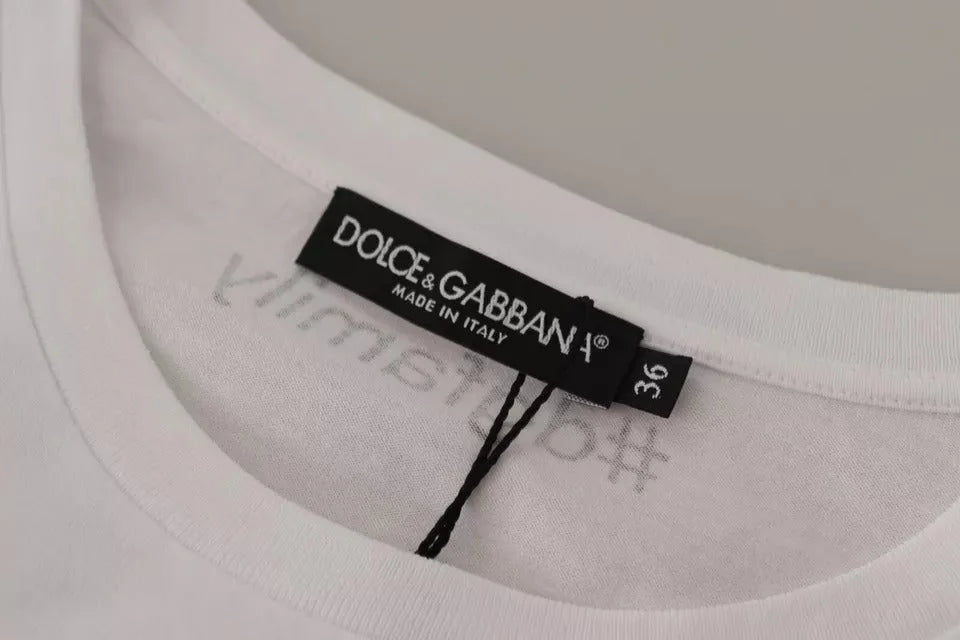 Dolce & Gabbana White #DGFamily Patch Top Cotton T-shirt - IT36|XXS - T-Shirts