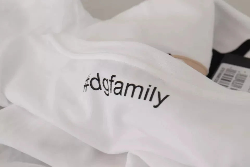 Dolce & Gabbana White #DGFamily Patch Top Cotton T-shirt - IT36|XXS - T-Shirts