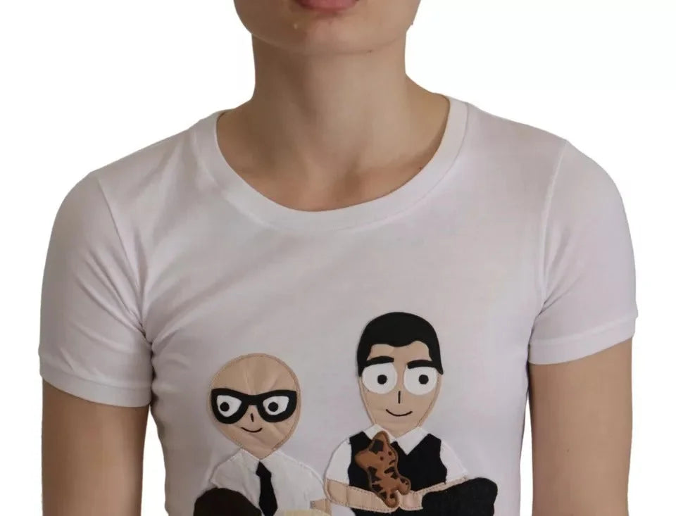 Dolce & Gabbana White #DGFamily Patch Top Cotton T-shirt - IT36|XXS - T-Shirts