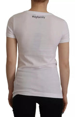 Dolce & Gabbana White #DGFamily Patch Top Cotton T-shirt - IT36|XXS - T-Shirts