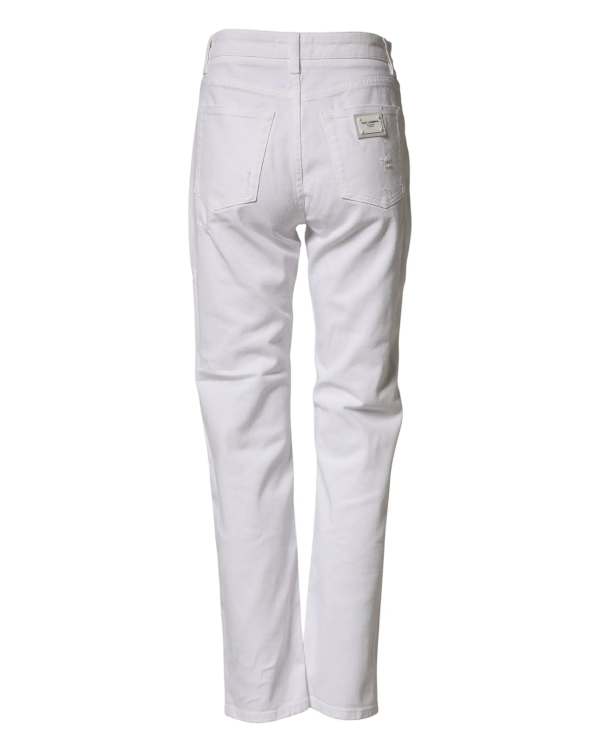 Dolce & Gabbana White Distressed Cotton BOYFRIEND Denim Jeans - IT40|S