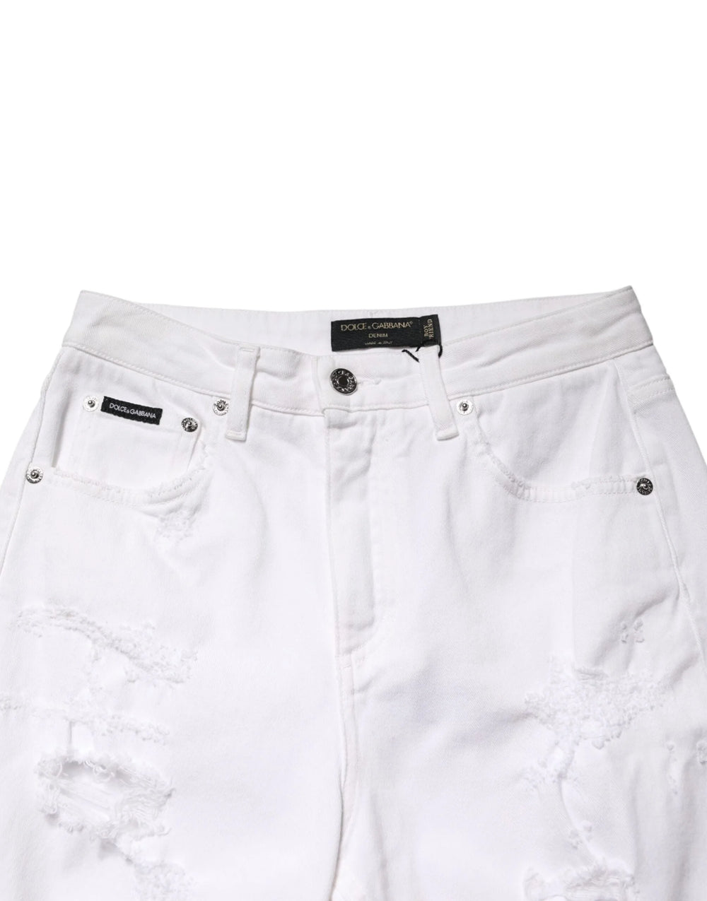 Dolce & Gabbana White Distressed Cotton BOYFRIEND Denim Jeans - IT40|S