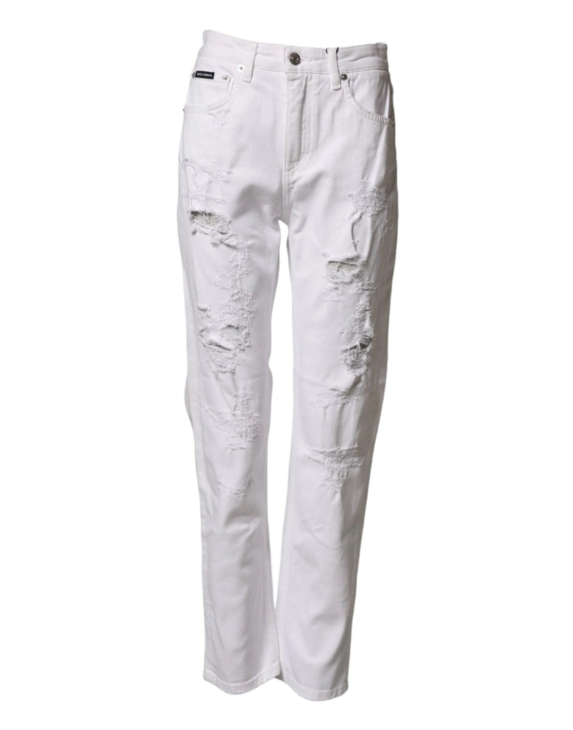 Dolce & Gabbana White Distressed Cotton BOYFRIEND Denim Jeans - IT40|S