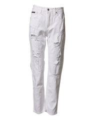 Dolce & Gabbana White Distressed Cotton BOYFRIEND Denim Jeans - IT40|S