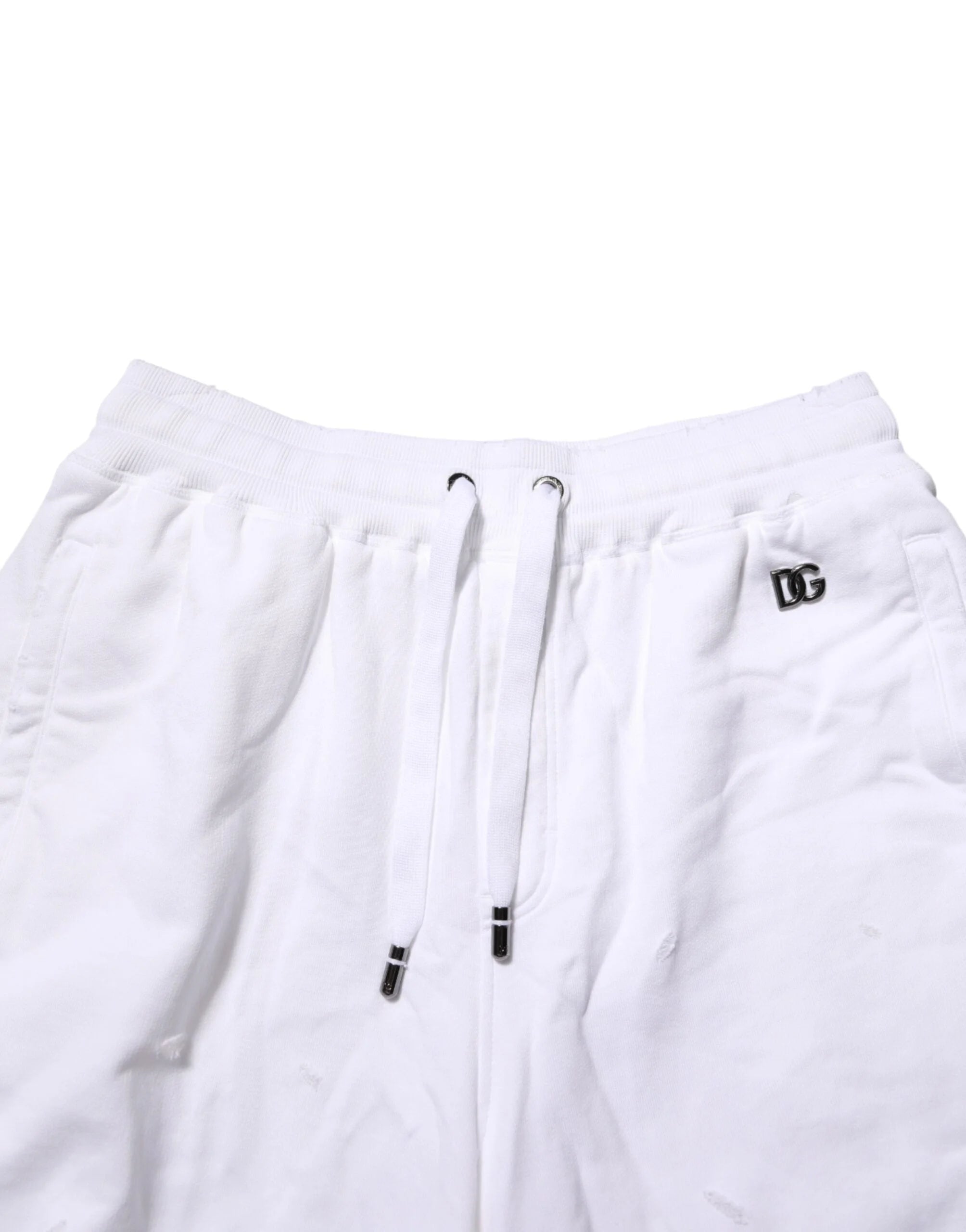 Dolce & Gabbana White Distressed Cotton Men Bermuda Shorts - IT48 | M - Bermudas