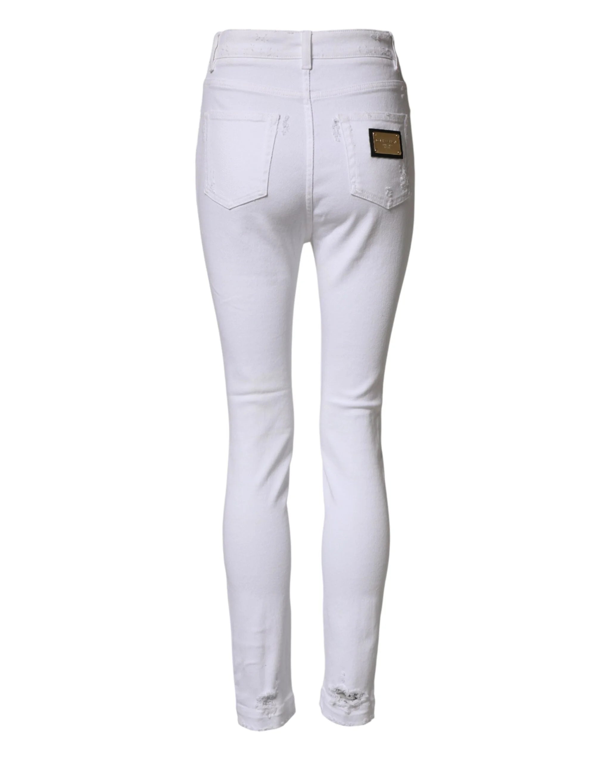 Dolce & Gabbana White Distressed High Waist Denim Jeans - IT40|S