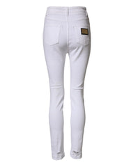 Dolce & Gabbana White Distressed High Waist Denim Jeans - IT40|S