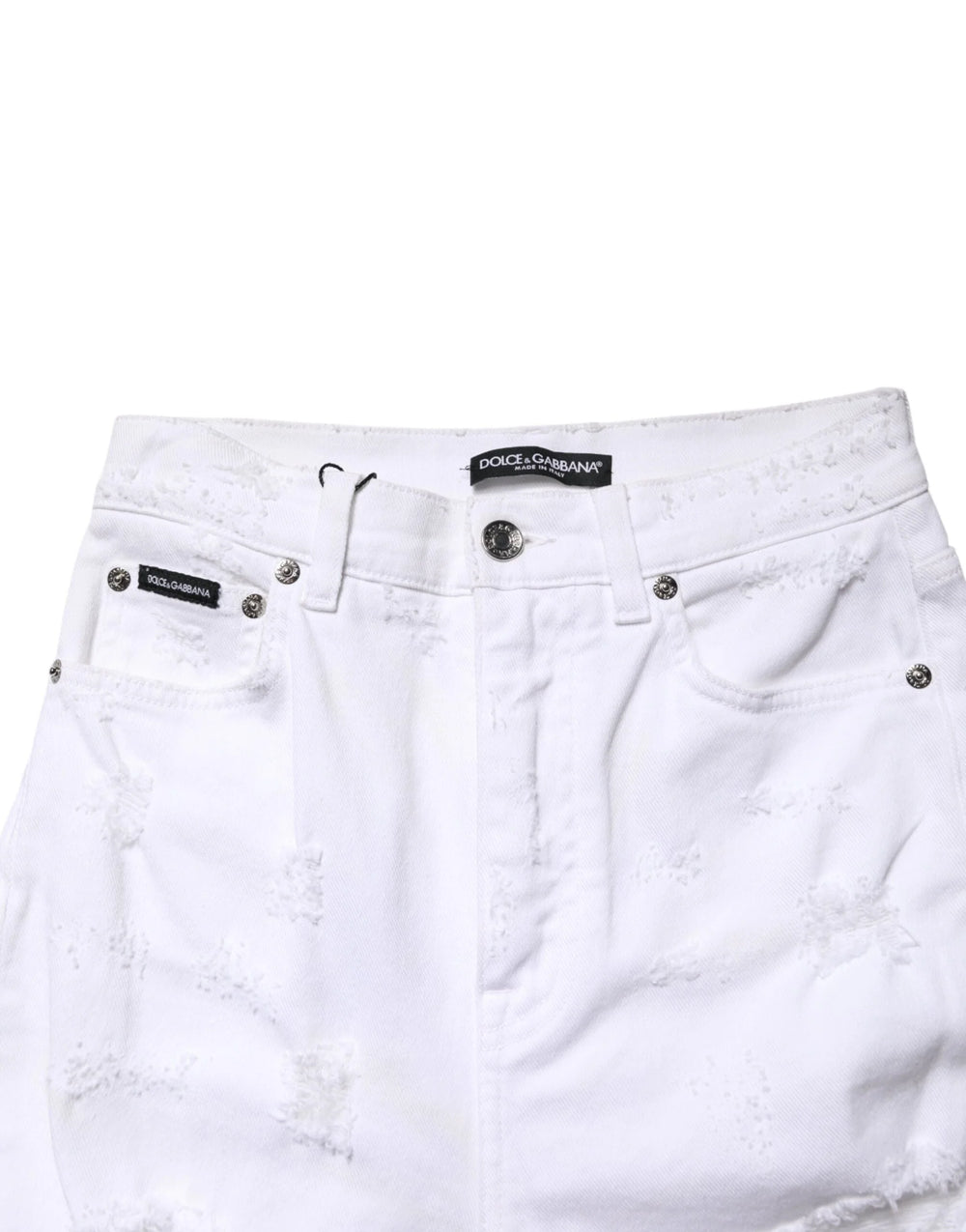 Dolce & Gabbana White Distressed High Waist Denim Jeans - IT40|S