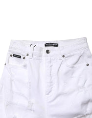 Dolce & Gabbana White Distressed High Waist Denim Jeans - IT40|S