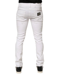 Dolce & Gabbana White Distressed Ripped Denim Trouser Jeans - IT48 | M