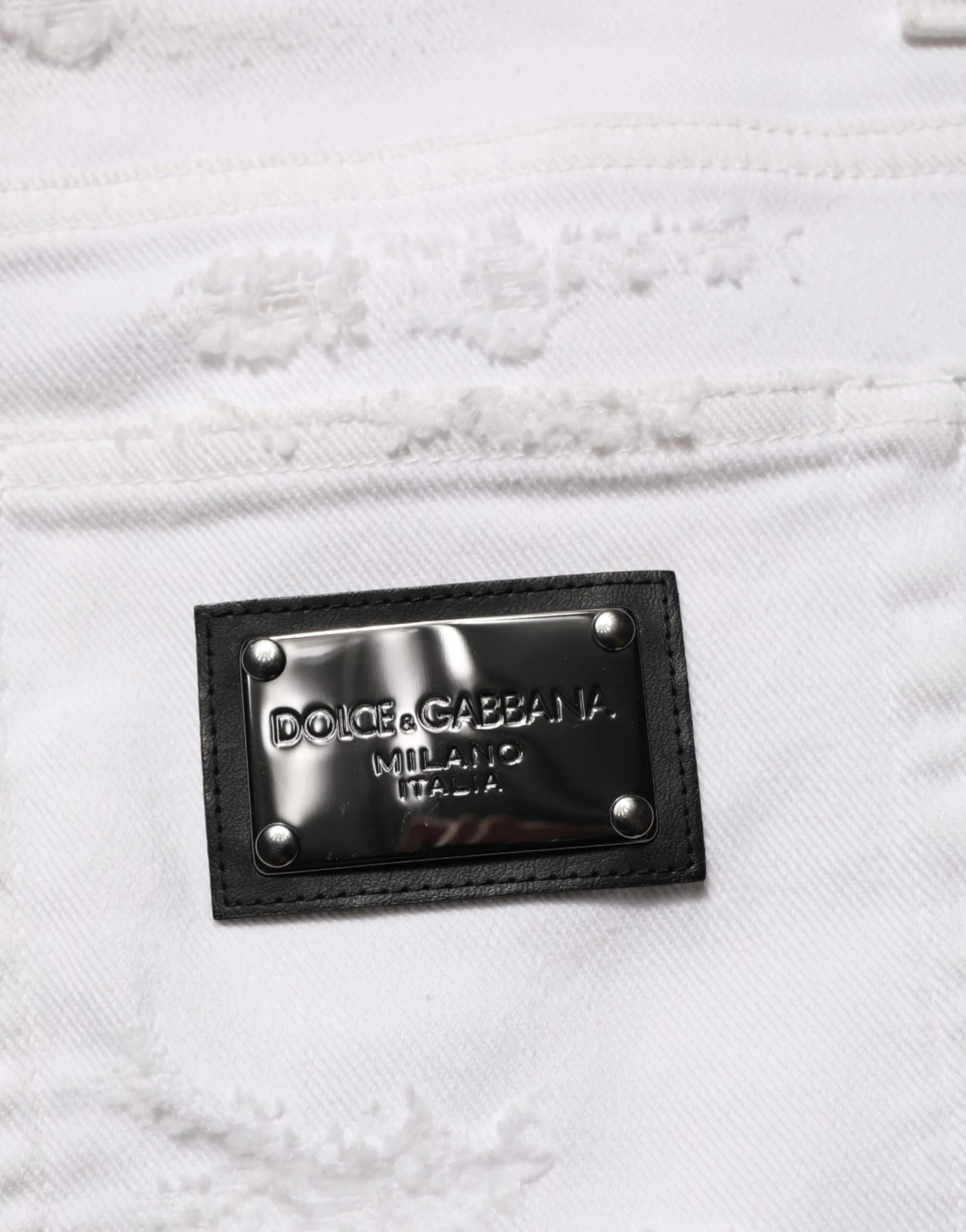 Dolce & Gabbana White Distressed Ripped Denim Trouser Jeans - IT48 | M