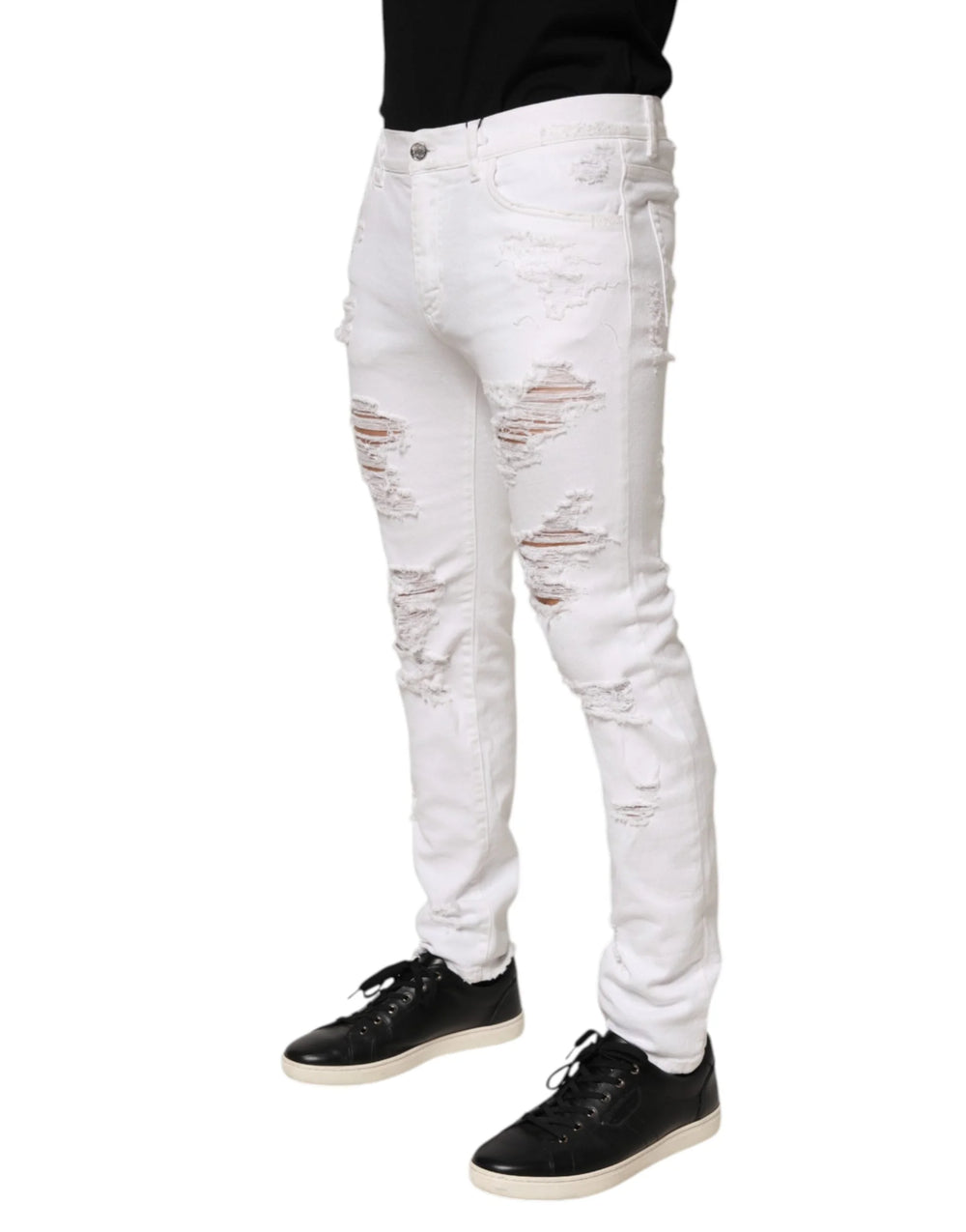 Dolce & Gabbana White Distressed Ripped Denim Trouser Jeans - IT48 | M - Jeans